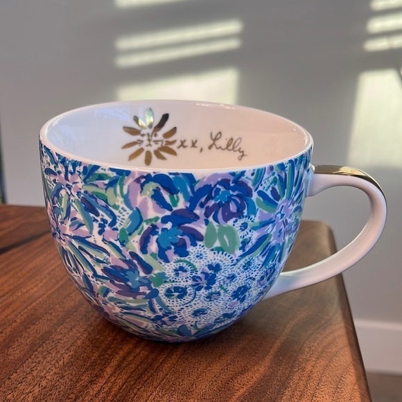 Lilly Pulitzer Ceramic 12oz Mug Blue Purple Lion Floral - Picture 10 of 10